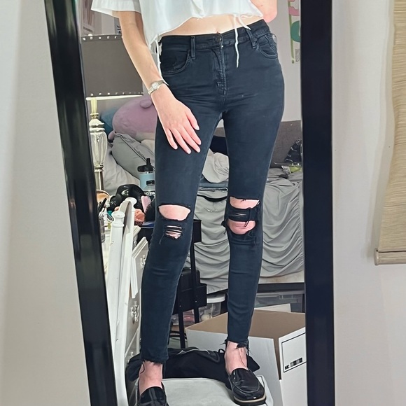 AGOLDE Sophie High Rise Distressed Skinny Jeans in Ruthless - Picture 5 of 8